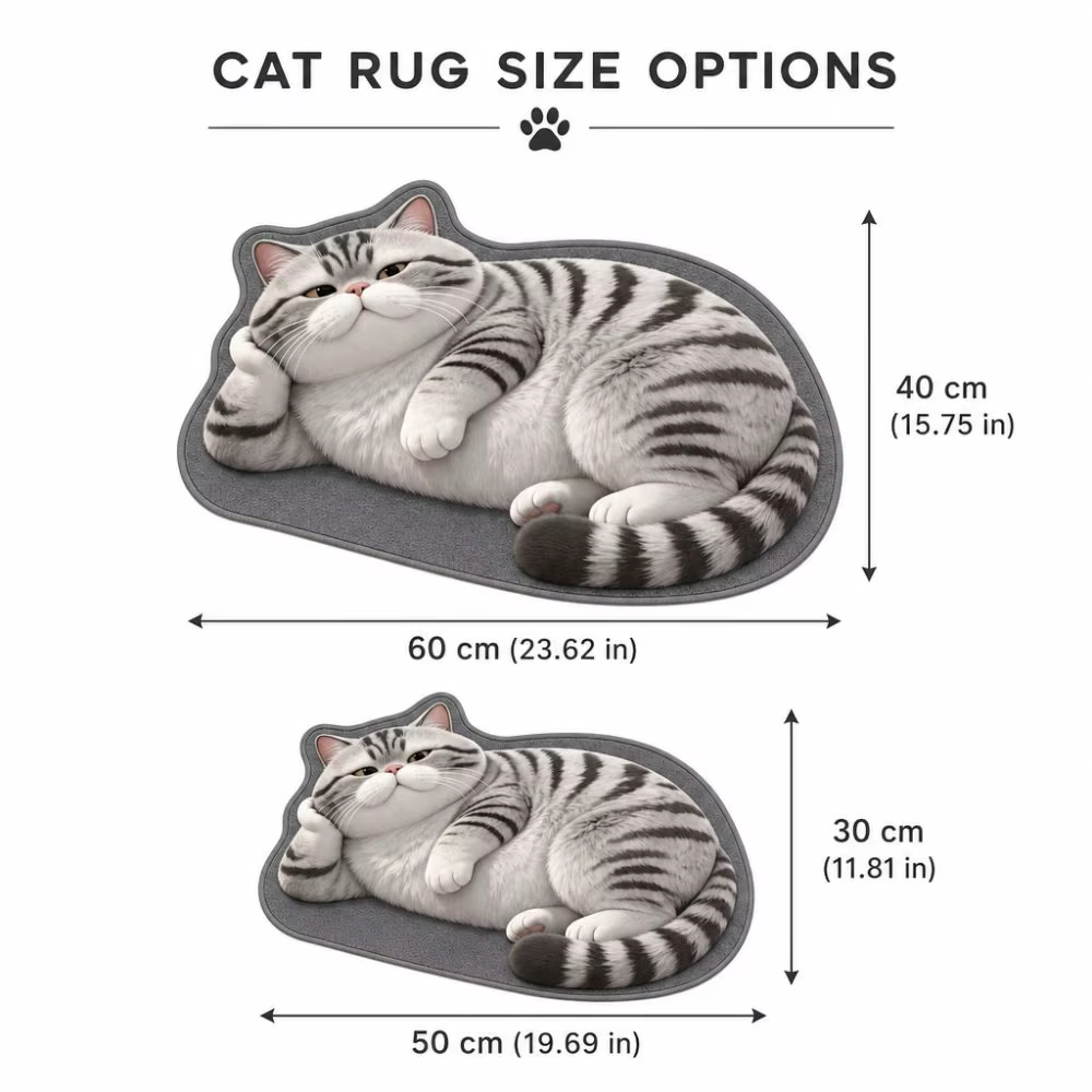 Tapis de sol 3D en terre de diatomée pour chat, 40×60CM, tapis de salle de bain réaliste, absorbant l'eau, lavable, tapis de porte de chambre, décoration intérieure