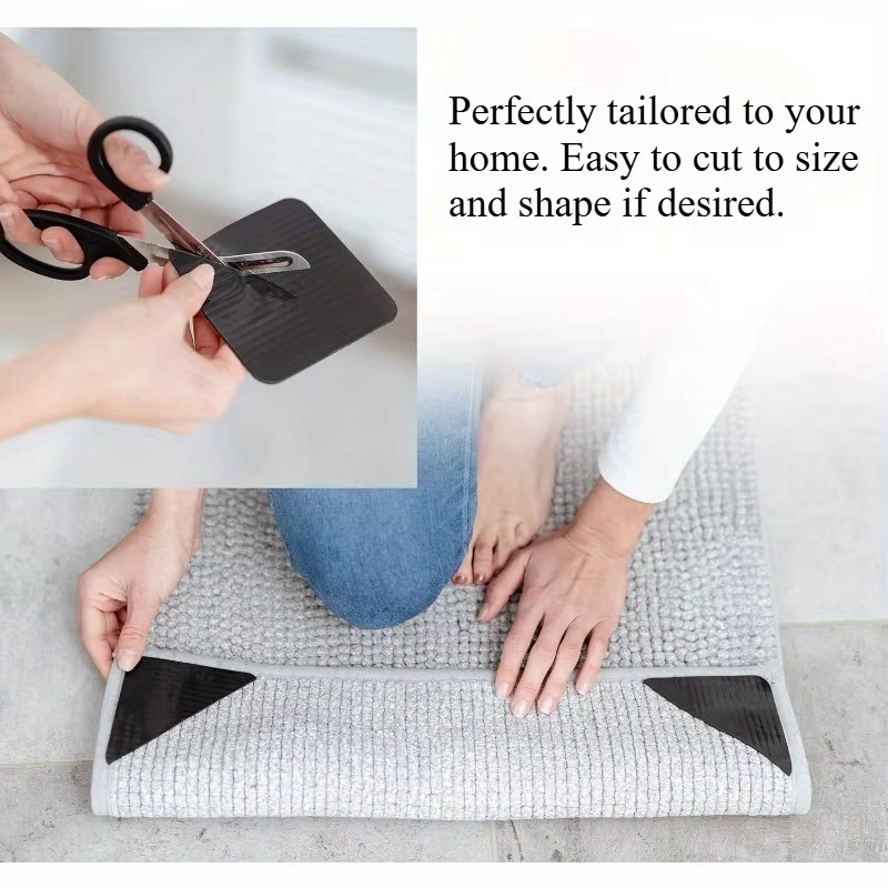 Lot de 4 sous-tapis antidérapants réutilisables et lavables