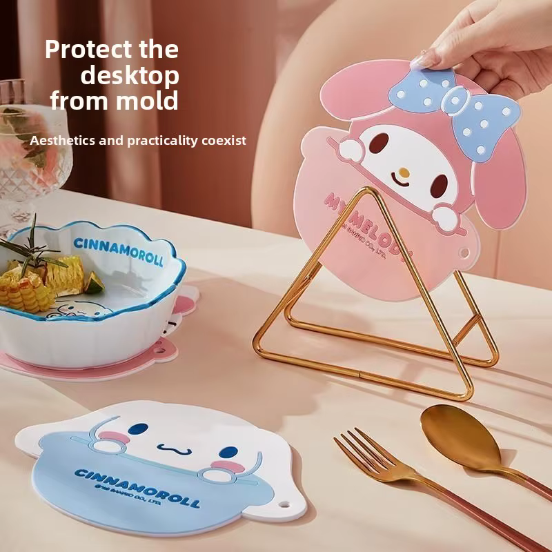 Tapis de cuisine en silicone antidérapant rose lapin Kawaii