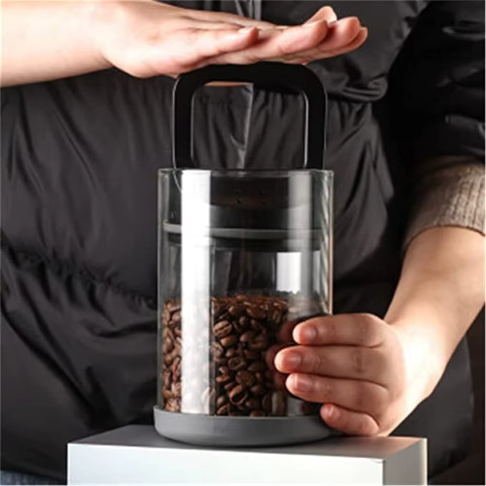 Boîtes de café transparentes ventilées et scellées sous vide, récipient pour grains frais, conserve l'humidité précieuse, stockage vert