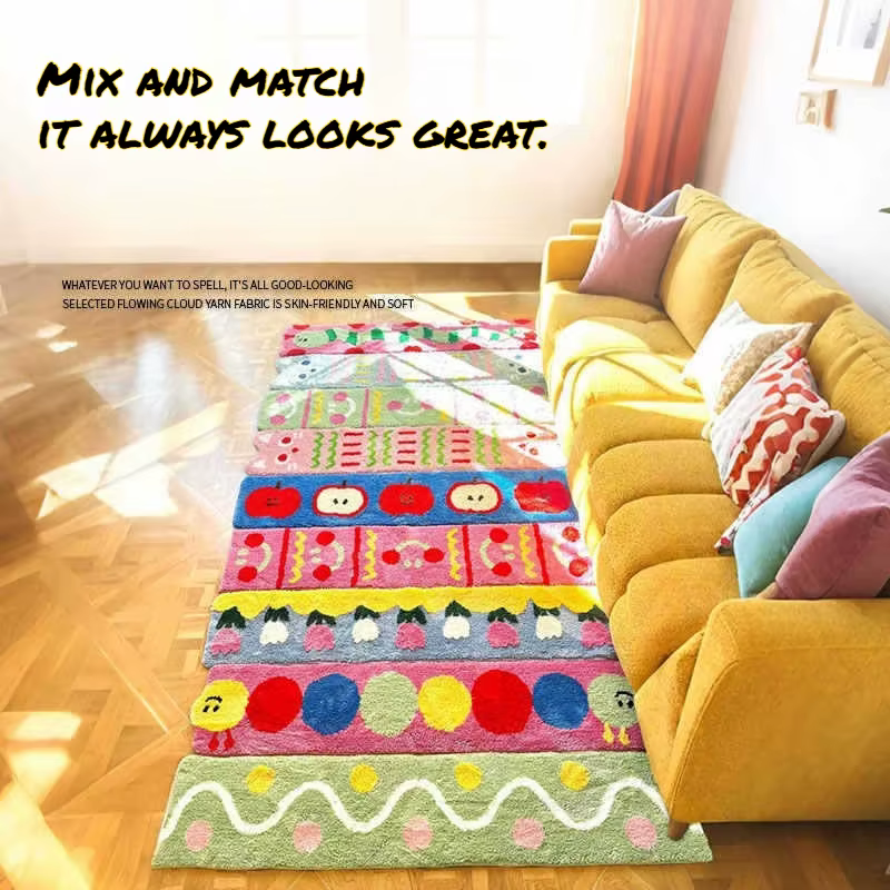 Tapis tufté puzzle avec motif de dessin animé
