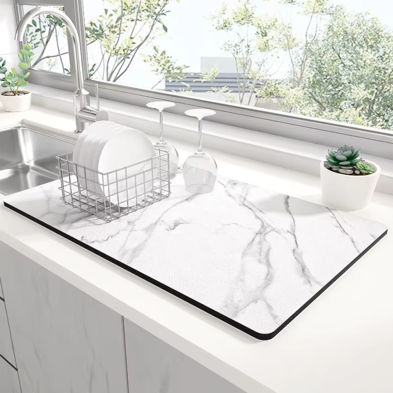 Tapis de séchage de cuisine en marbre