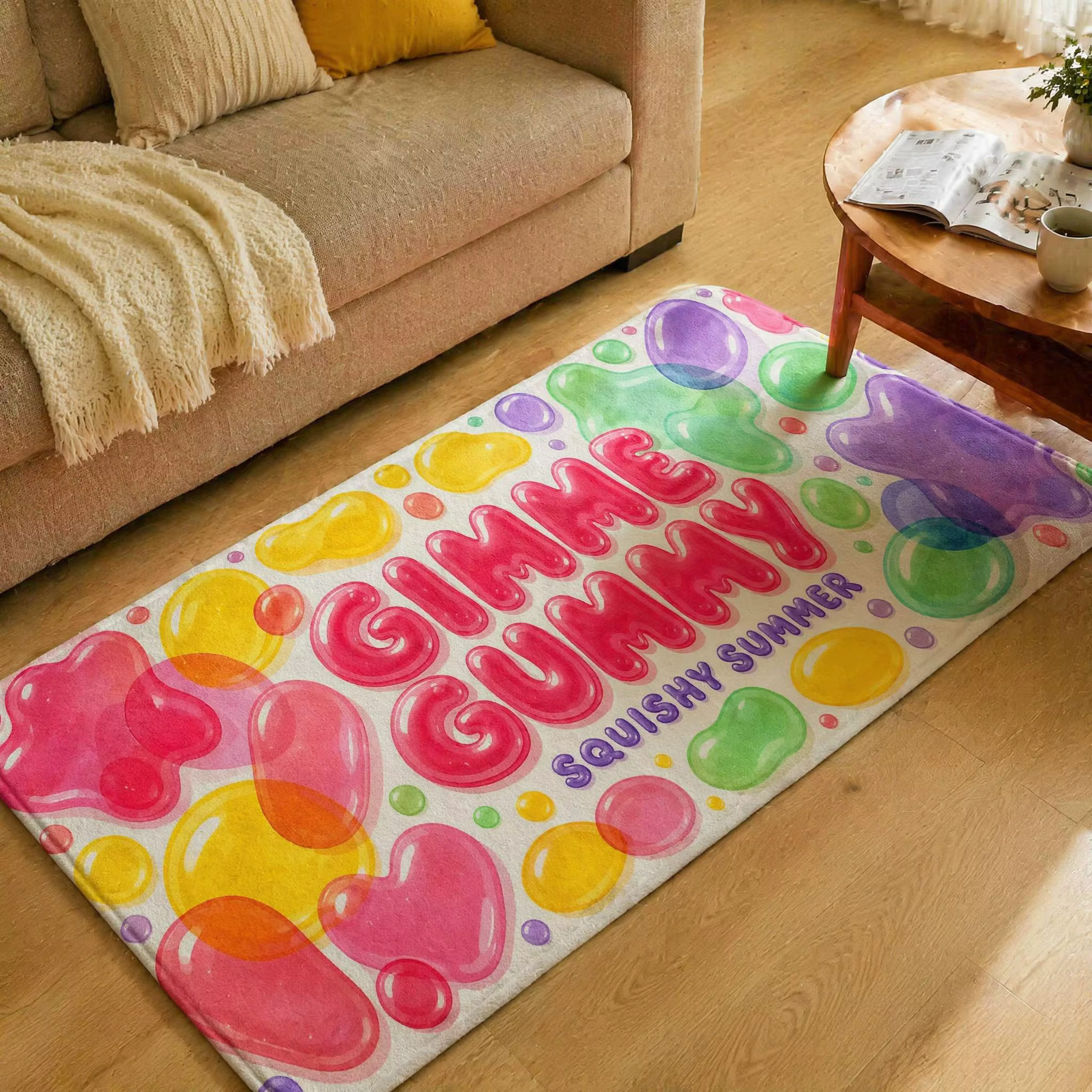 Tapis d'été souple et coloré à motif de bonbons gélifiés