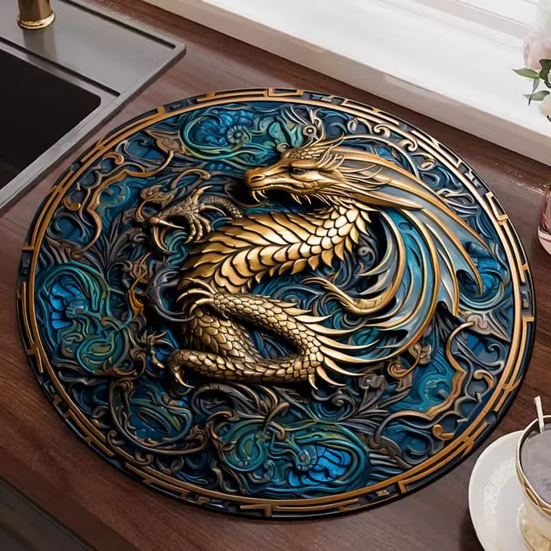 Nouveau Style chinois circulaire diatomée boue Drainage tapis Table à manger thé Bar comptoir