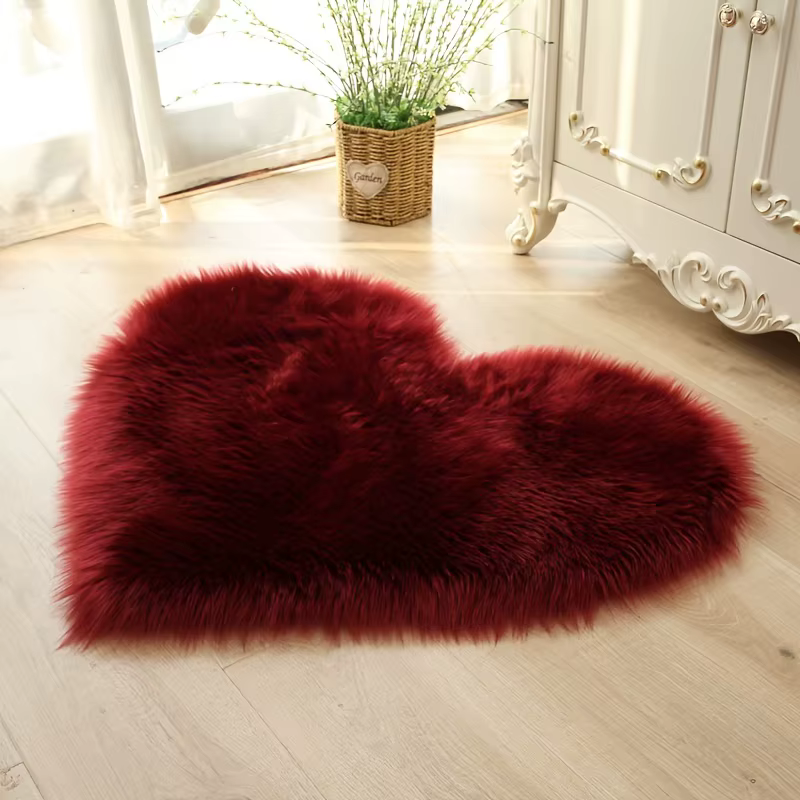 Tapis en peluche en forme de cœur 40x50cm