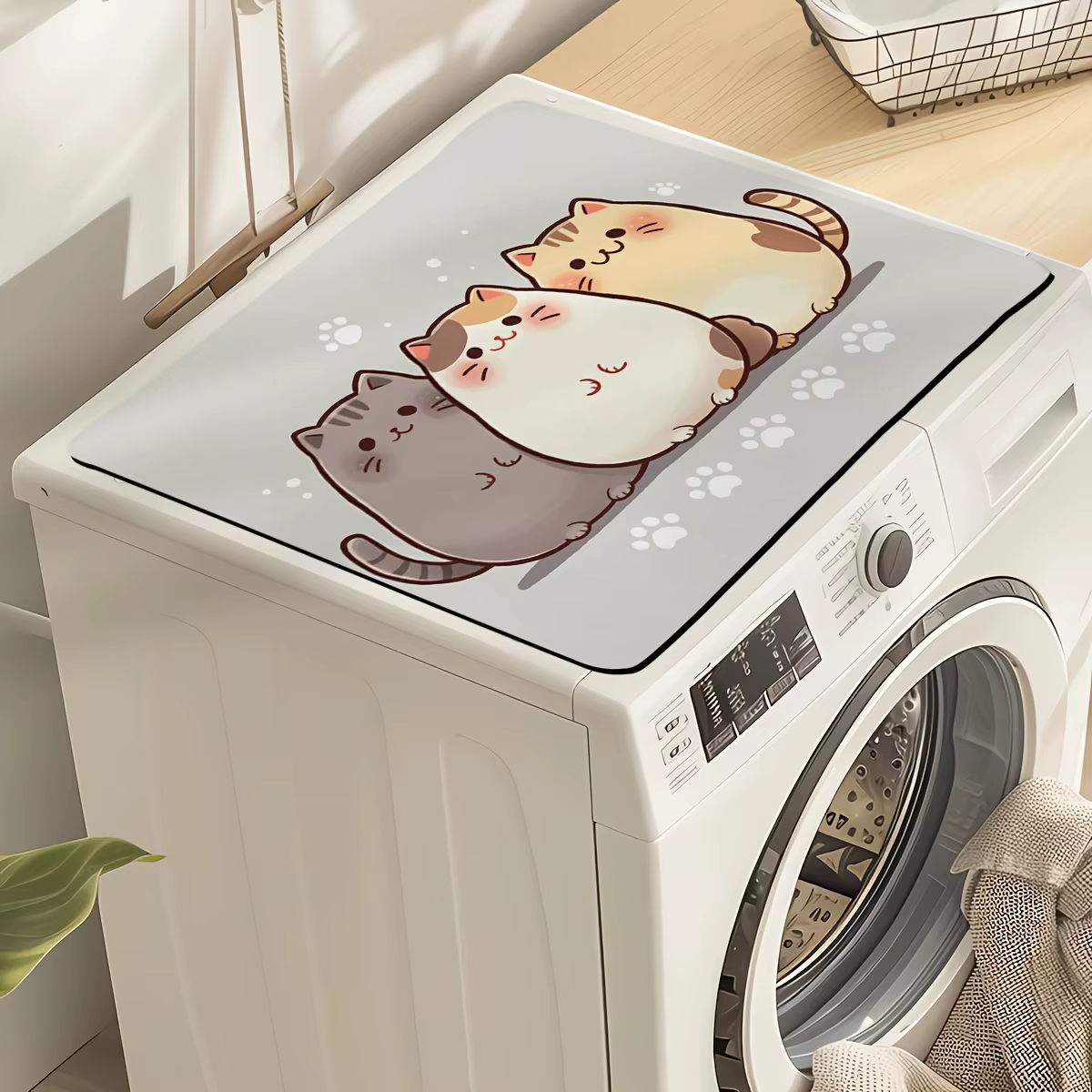 Tapis anti-poussière pour Machine à laver chat mignon