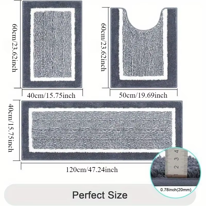 Ensemble de tapis de salle de bain en microfibre lavable 3 pièces/ensemble