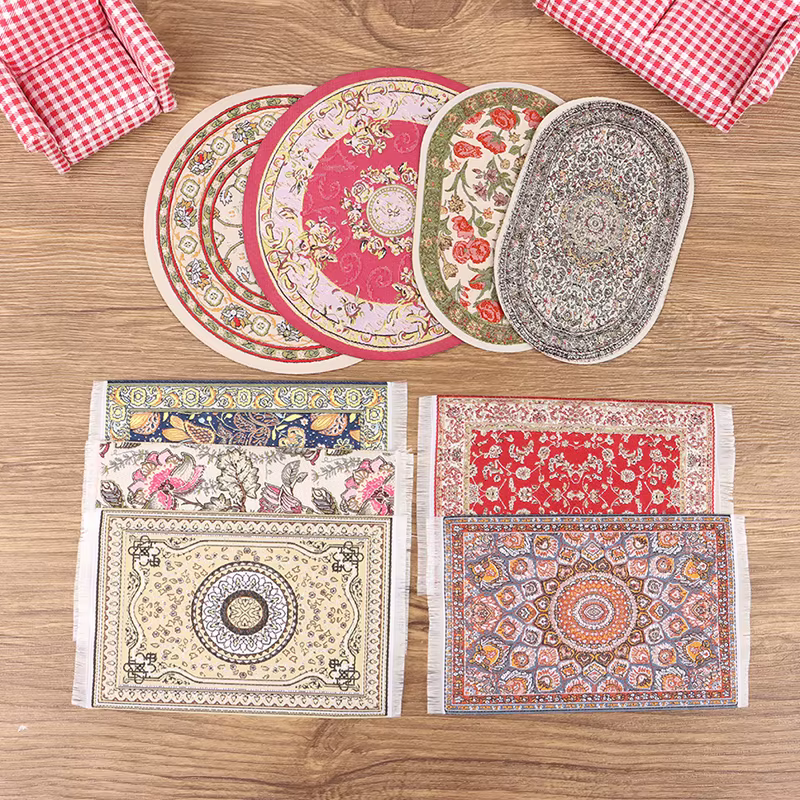 Tapis de couverture de sol de style turc, jouet de courses, maison l'inventaire, rond, carré, polymères de sol, modèle de bricolage, décor de chambre et de salon, 1PC