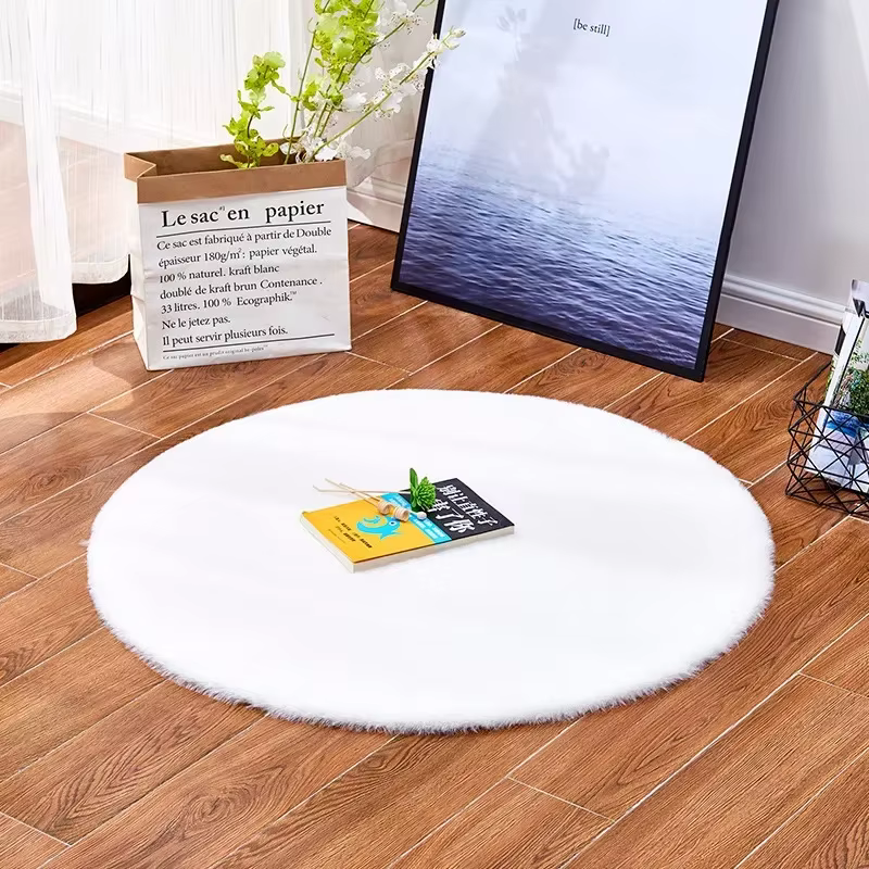 Tapis rond coloré Shaggy pour salon