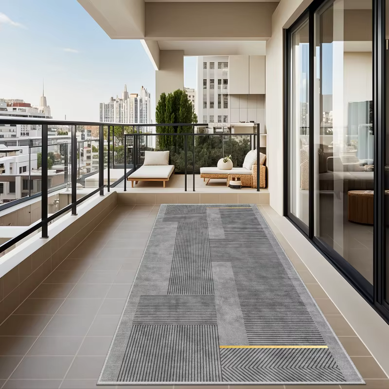 VIKAMA Tapis de couloir géométrique minimaliste moderne