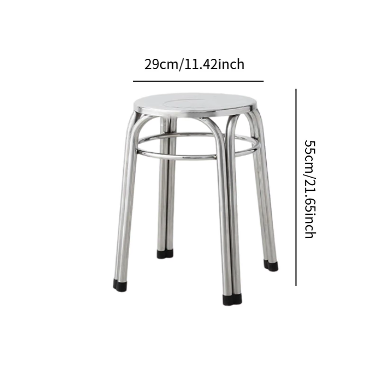 Tabouret rond en métal antidérapant, diamètre 29cm, facile à nettoyer, empilable, en acier inoxydable, pour jardin intérieur, salle à manger, cuisine extérieure