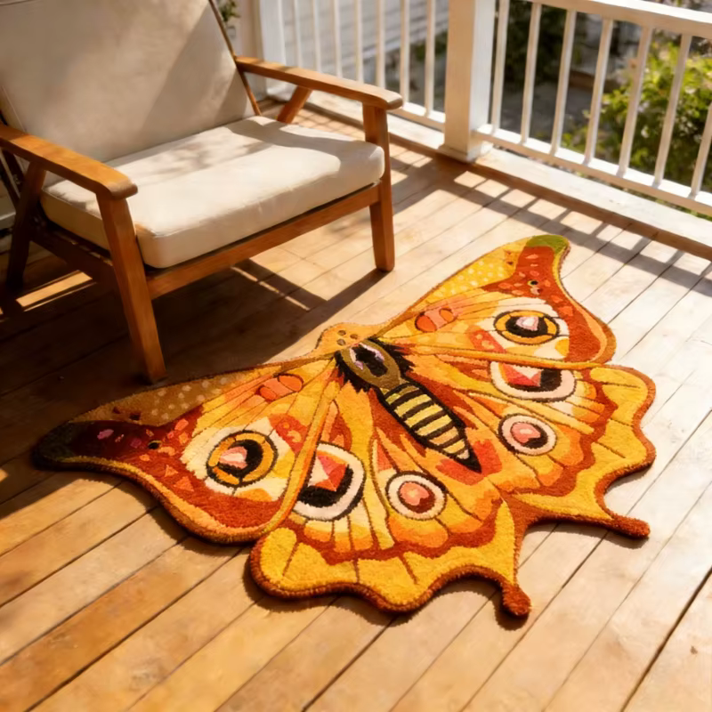 Tapis irrégulier à motif papillon pour la décoration de chambre