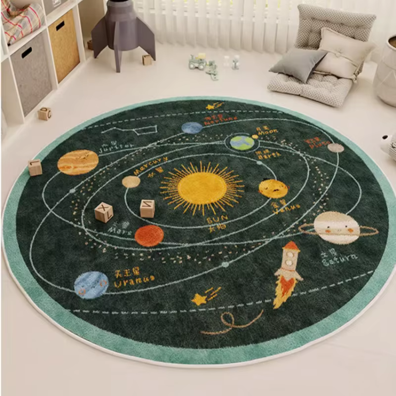 Tapis Épais Rond en Peluche pour Chambre d'Enfant
