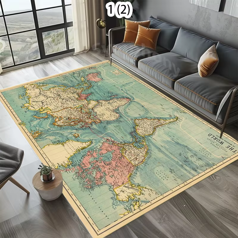 Tapis de sol vintage avec carte du monde