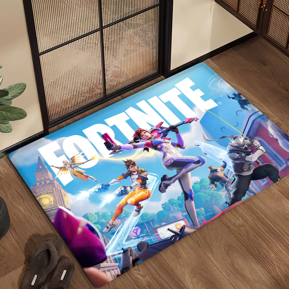 F-Fortnites Cartoon Game Door Mat Bath Tapis de sol décoratif polyvalent en microfibre et flanelle