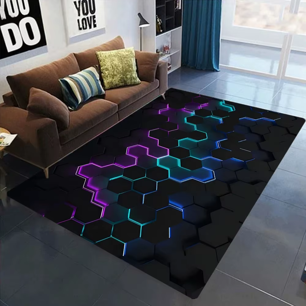 Tapis géométrique 3D avec lumières néon
