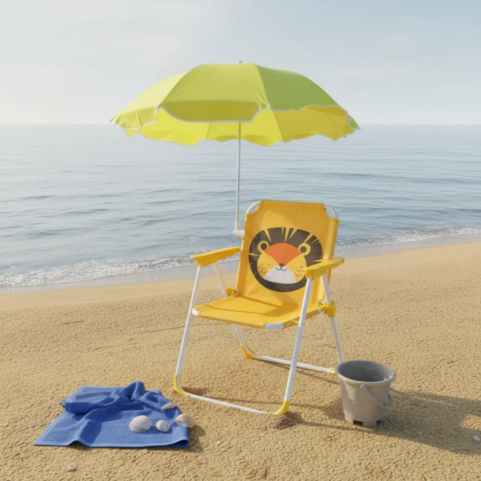 Chaise portable pour enfants avec pare-soleil, chaise de plage pliable pour enfants avec parasol, cadre en métal léger et robuste pour la terrasse