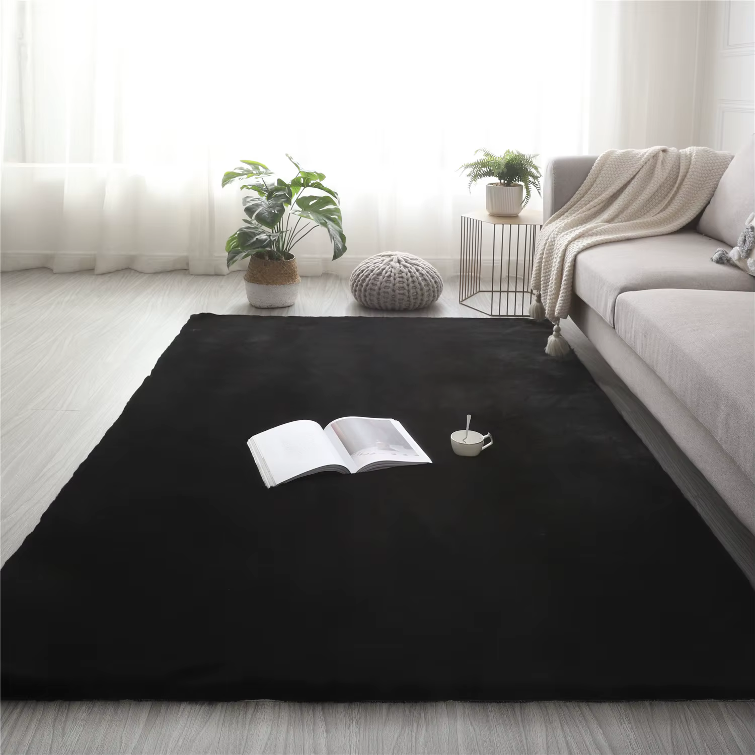 Tapis en Fausse Fourrure de Lapin Super Doux