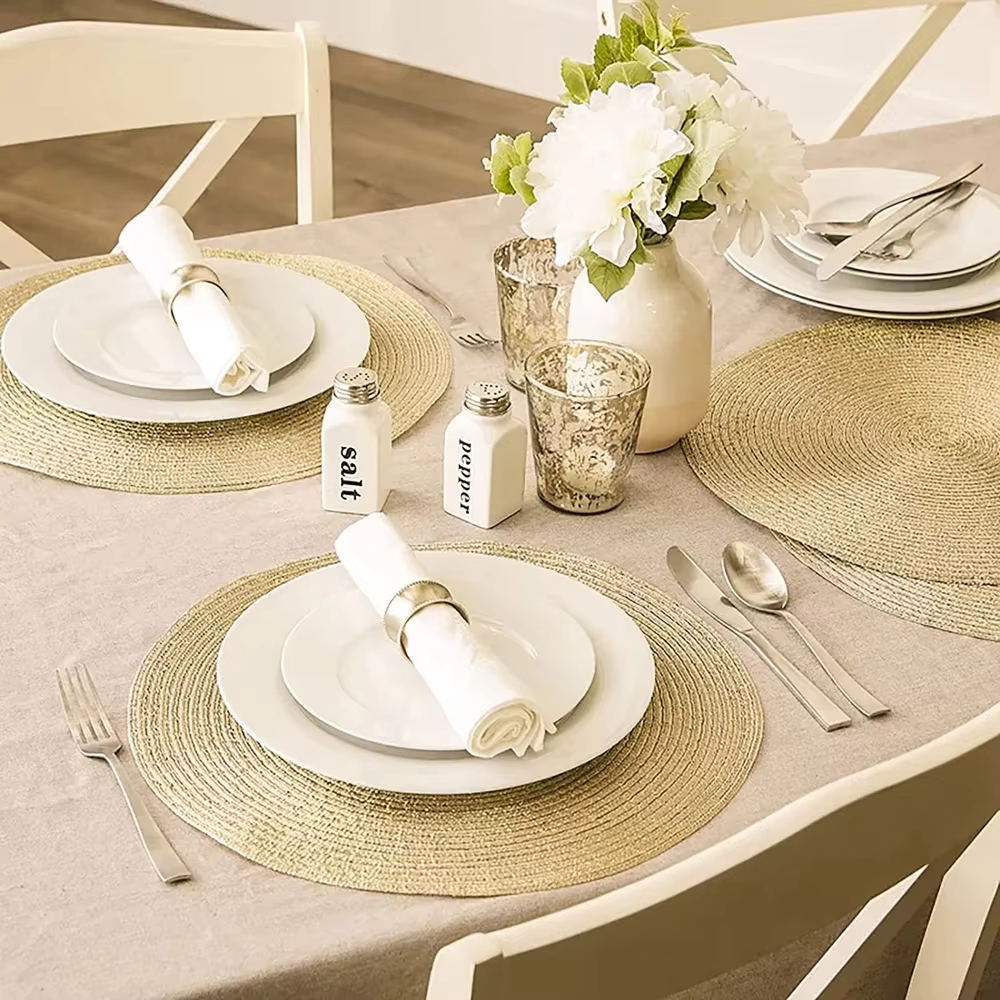 Tapis de Table ronds tressés Beige