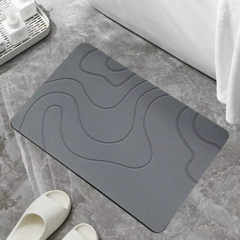 Tapis de bain en pierre de diatomite, tapis antidérapant pour porte de toilette, tapis d'entrée absorbant à séchage rapide