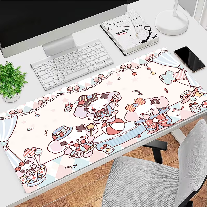 Tapis de souris chien mignon rose, PC de bureau, dessin animé, armoire de jeu, clavier, accessoires de jeu pour ordinateur portable, tapis de bureau Kawaii