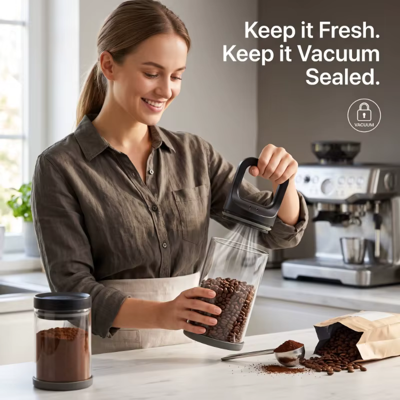 Bocaux hermétiques sous vide pour grains de café, conteneurs en verre transparent pour aliments de cuisine, boîtes anti-humidité pour thé, bocaux de conservation domestiques