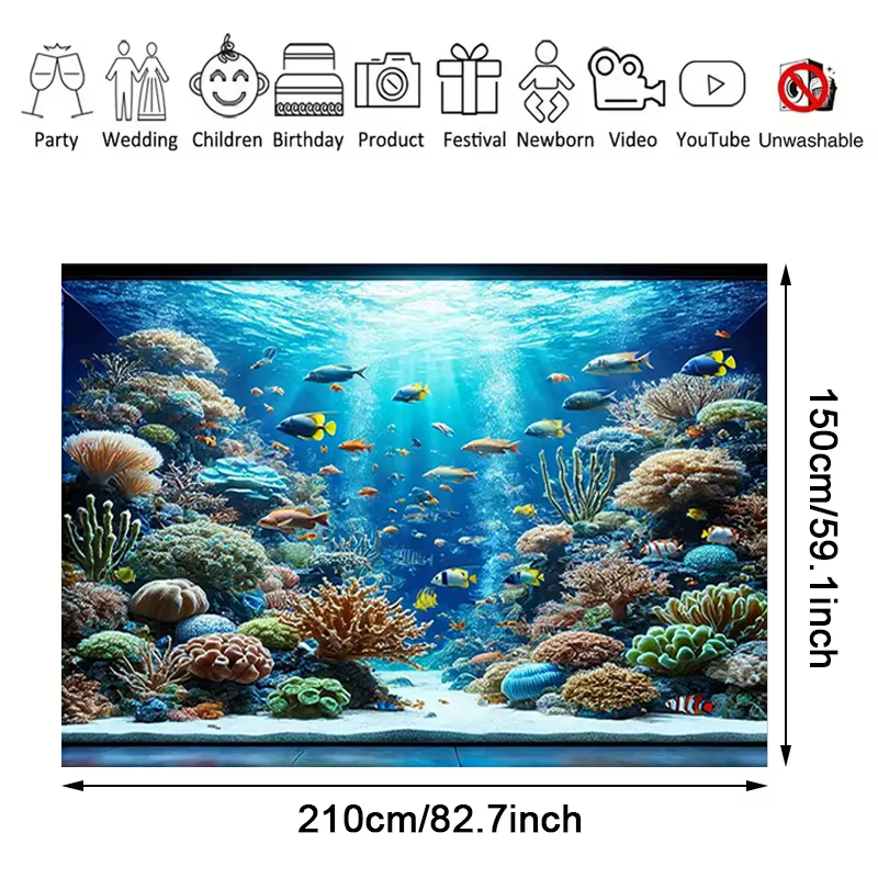 1 tissu de fond de photographie du monde sous-marin-peintures murales pour salon, chambre à coucher et décoration de bureau