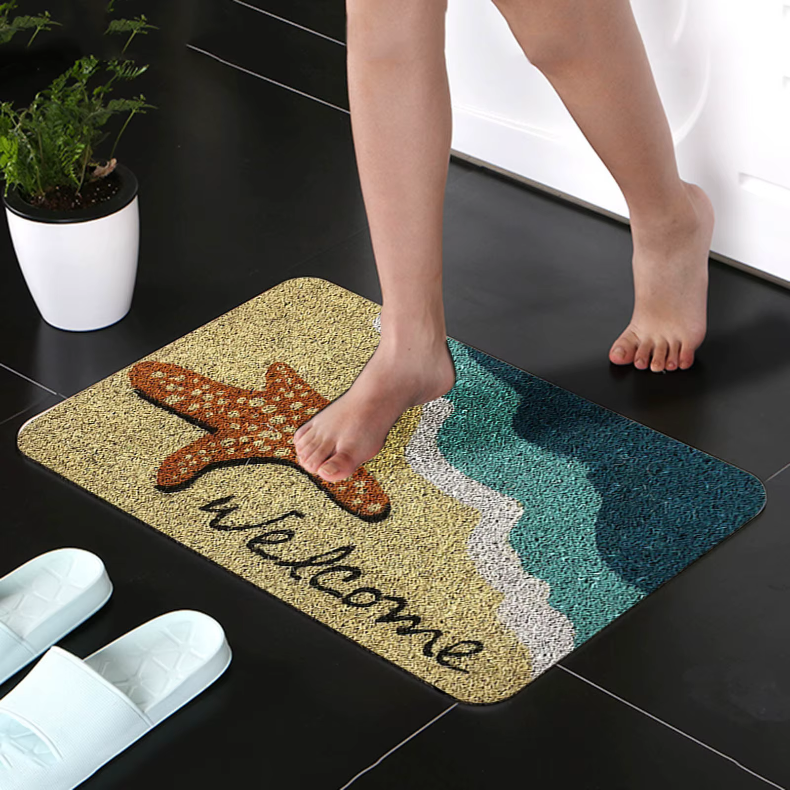 Tapis de Bienvenue Amusant en Polymère pour Porte d'Entrée Extérieure et Intérieure