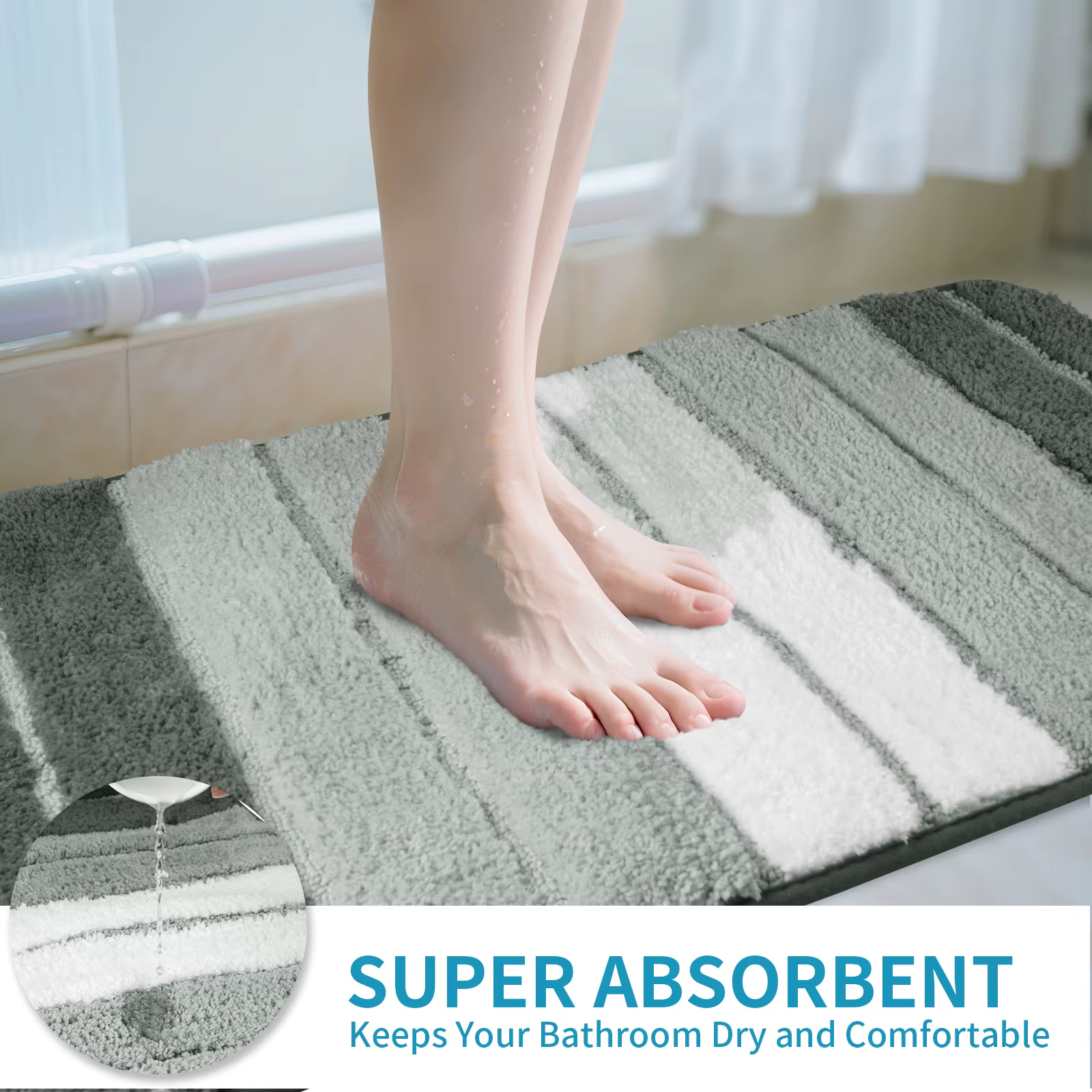 Ensemble de tapis de salle de bain 2 pièces en peluche Shaggy doux absorbant