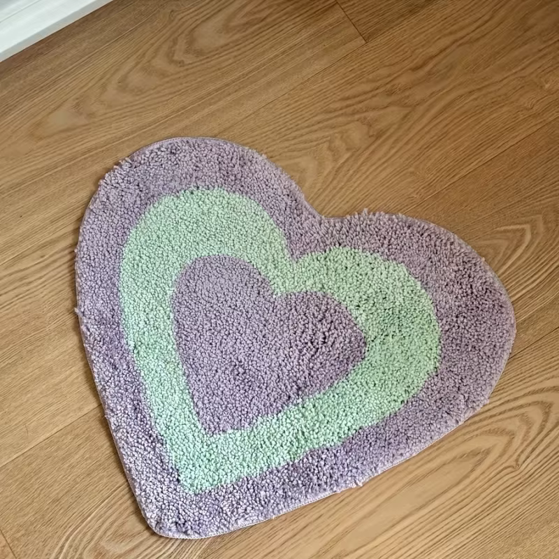 VIKAMA Ins Wind Heart Flower Tapis en peluche au design charmant pour couloir