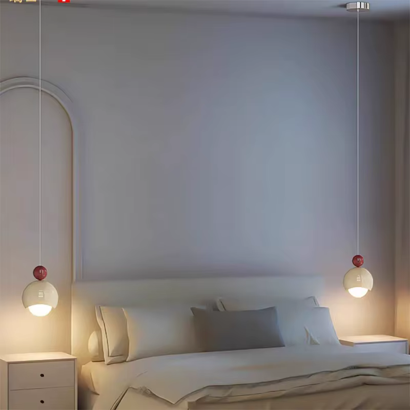 Lampe d'ambiance longue pour chambre à coucher, style crème français, pour restaurant, à suspendre au plafond, réglable en hauteur - E27