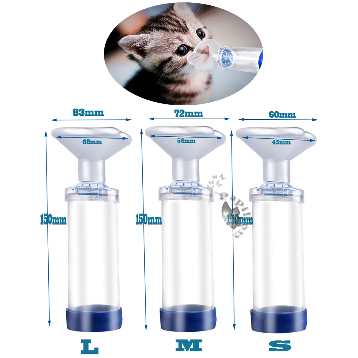 Inhalateur de chambre à aérosol pour chiens et chats, adultes et enfants, félin et canie, livré avec un masque de 3 tailles et des instructions