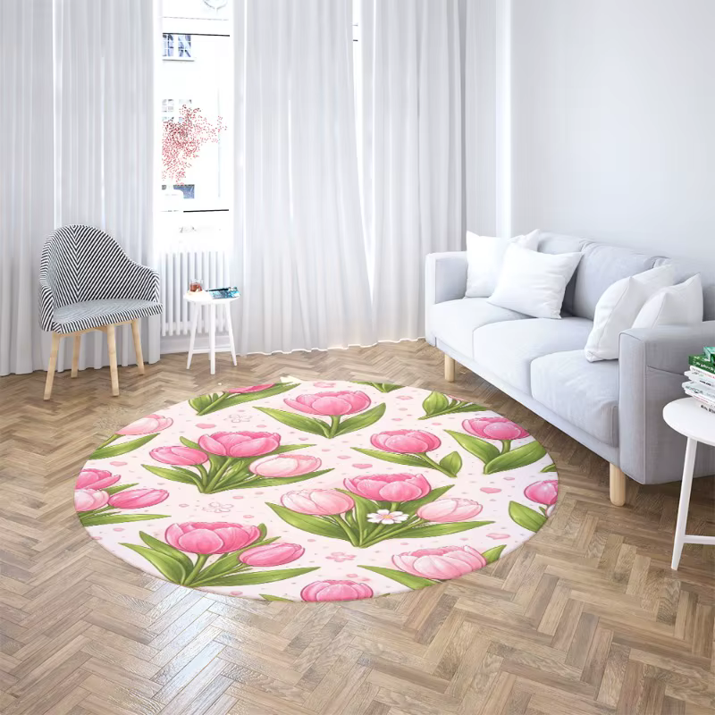 Tapis floral rose pivoine