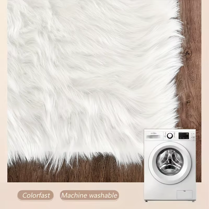 Tapis en fausse fourrure de mouton blanc