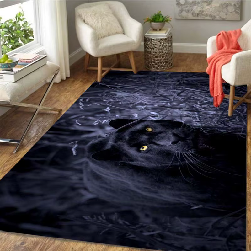 Tapis panthère léopard noir pour salon, grande surface, Animal, Lion, tigre, paillasson pour chambre à coucher, décoration de la maison, Tribal