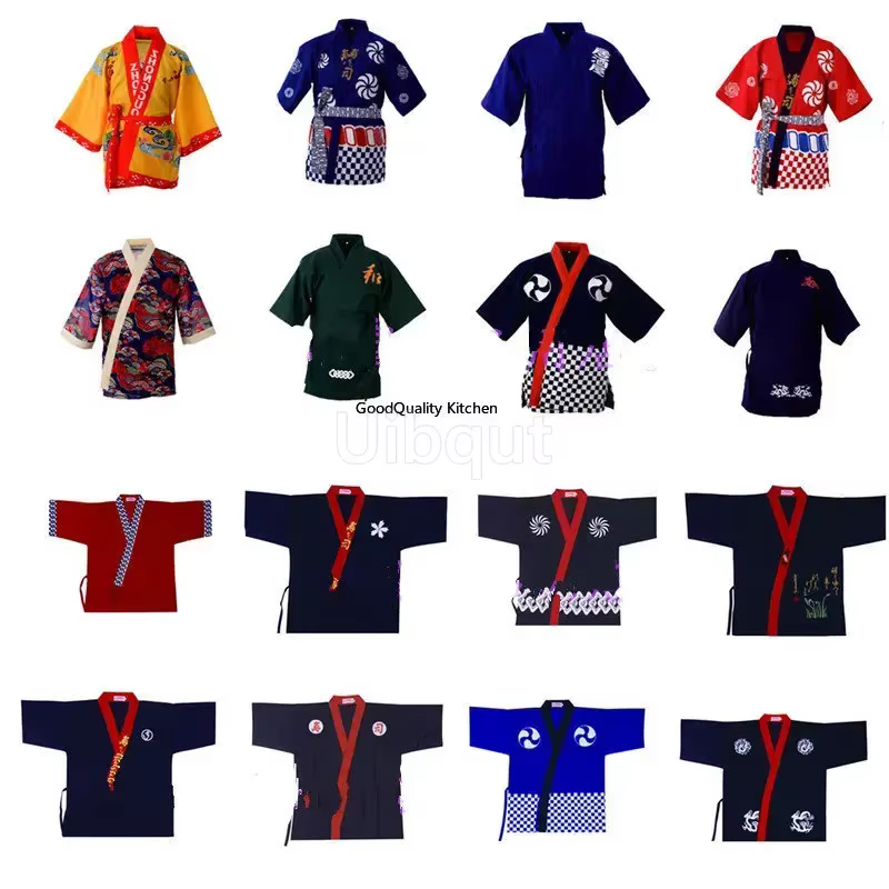 Vêtements de Chef de Restaurant de Sushi Japonais, Uniforme à Demi-Manches, Veste de Cuisine Japonaise