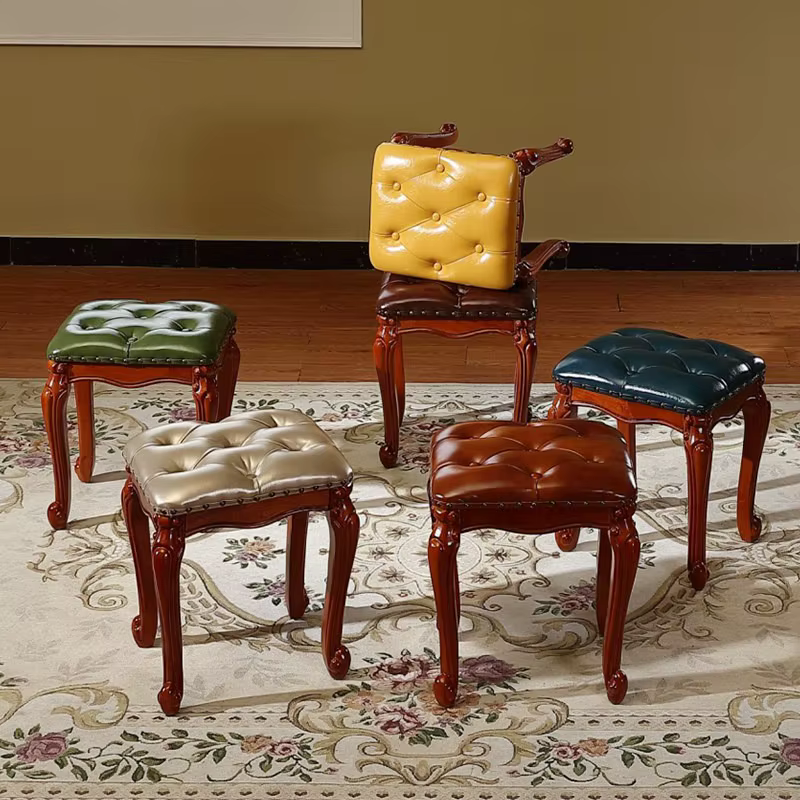 Tabouret d'entrée minimaliste de luxe, petit tabouret français portable pour intérieur, chaises de salon pour adultes, accessoires de mobilier portables