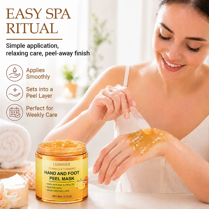Masque pour les mains et les pieds à la vitamine C et au curcuma, lissant la peau, masque nettoyant doux pour les mains, illuminant la peau des mains, nouveau.