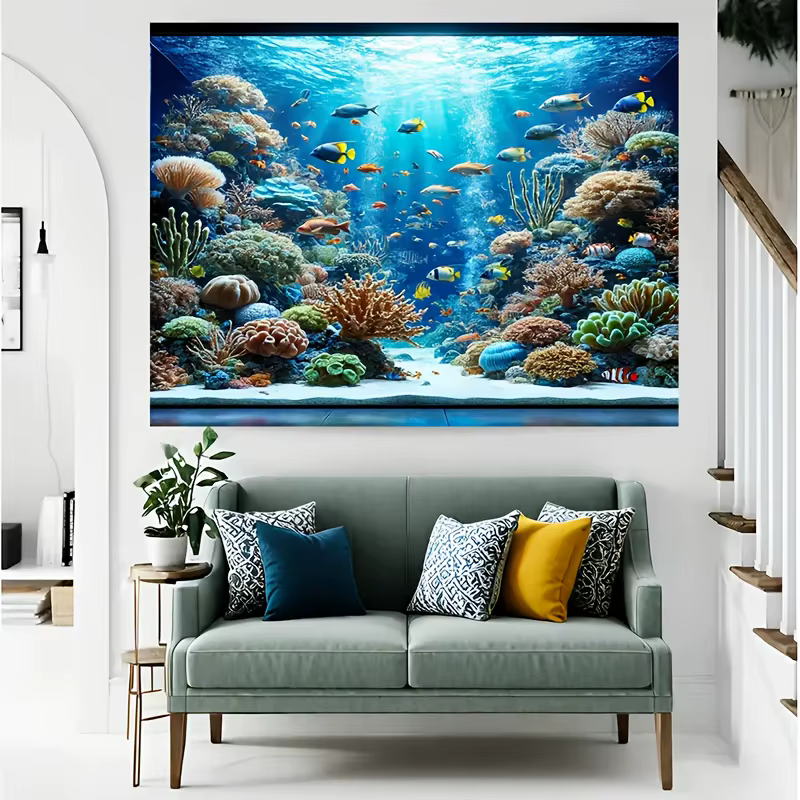 1 tissu de fond de photographie du monde sous-marin-peintures murales pour salon, chambre à coucher et décoration de bureau