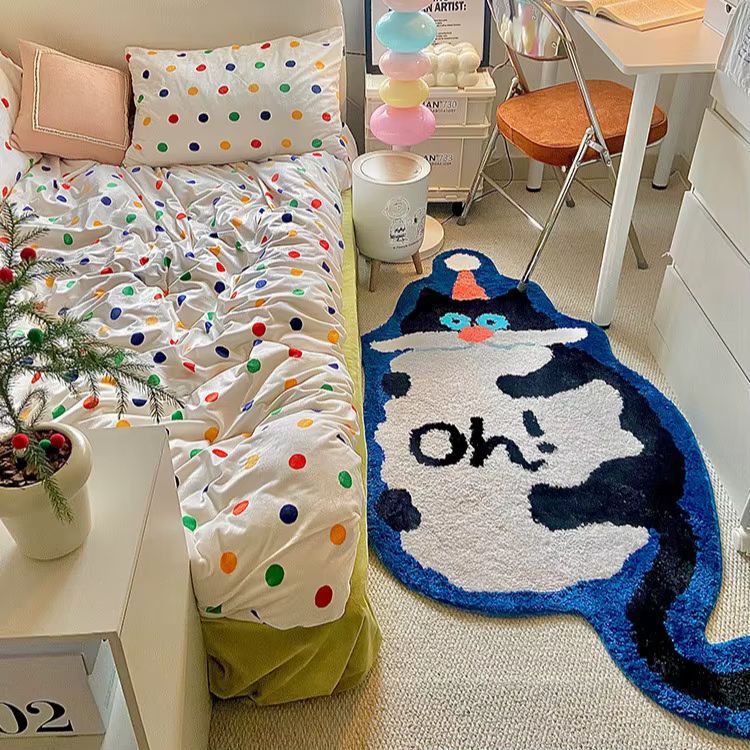 Tapis en peluche chat de dessin animé