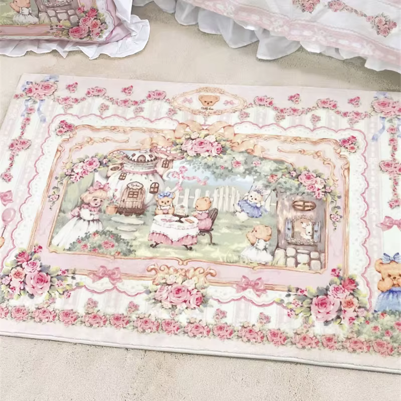 Tapis de chevet en peluche pour chambre à coucher