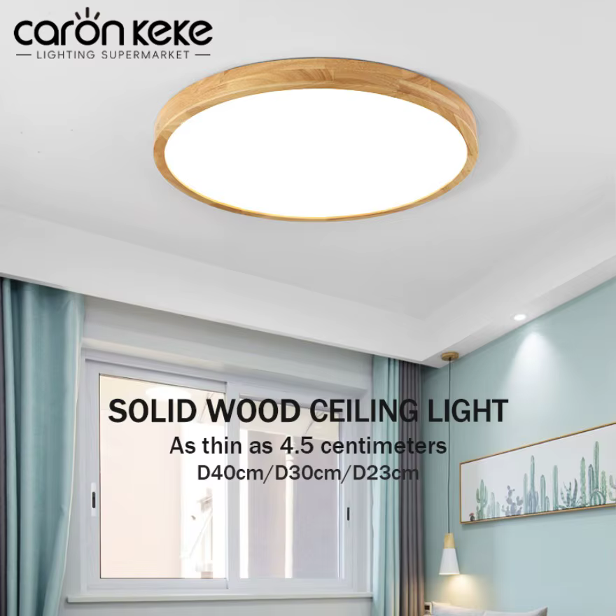 Plafonnier LED en bois massif nordique