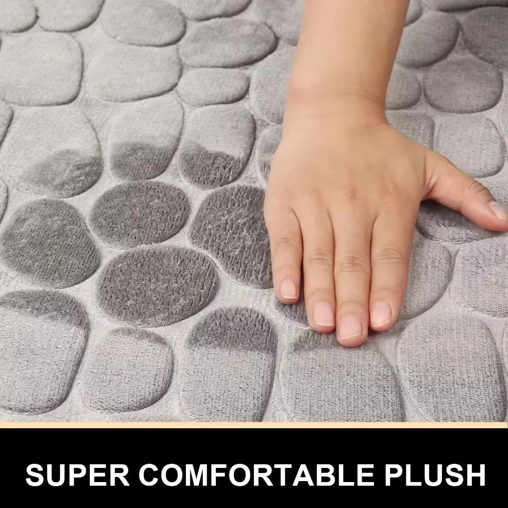 Tapis de sol de salle de bain en relief, 1 pièce, tapis festonné incurvé, antidérapant, absorbant, pour toilettes, douche, bain