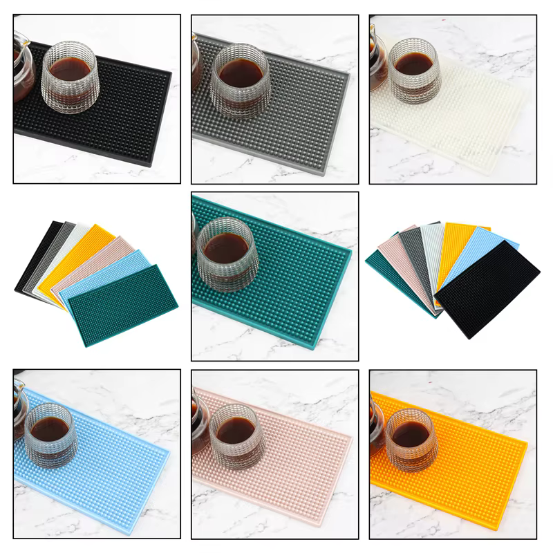 Tapis de bar en silicone durable et élégant pour déversements de café et de séchage du verre – Parfait pour les bars