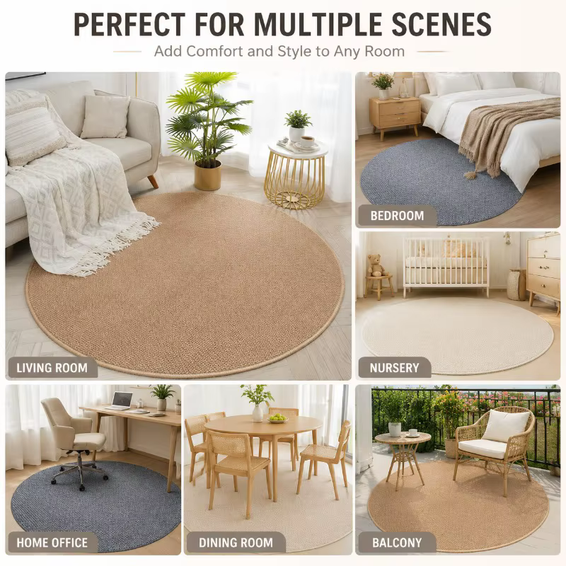 Tapis rond moderne imitation sisal