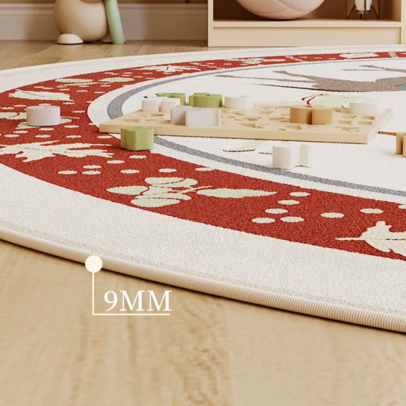 Tapis Épais Rond en Peluche pour Chambre d'Enfant