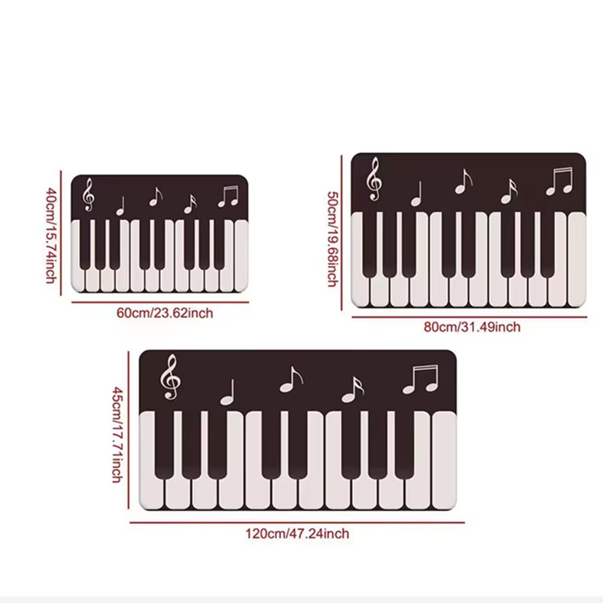 Noir blanc Piano chambre tapis cristal velours anti-dérapant