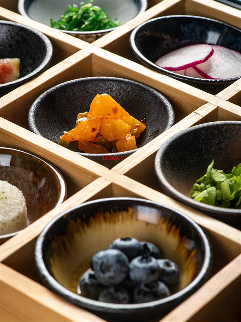 Assiette japonaise en céramique, plat à collation Dessert Assaisonnement Ati Ce Plateau à sauce soja Disque rond Bouteille de sauce à condiments