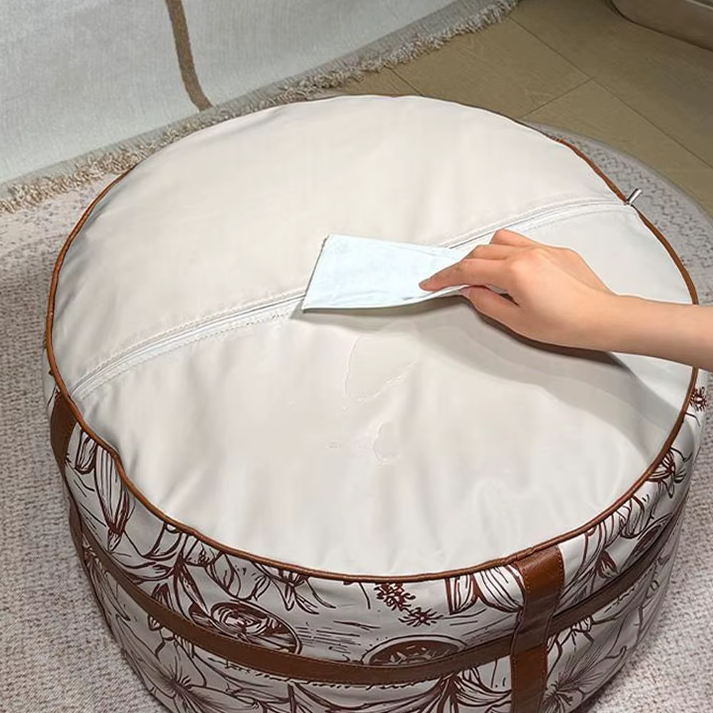 Housse de pouf ottoman à motif bohème, design remplissable, grande ouverture, repose-pieds, housse de pouf rond en cuir PU résistant à l'eau, pour salon