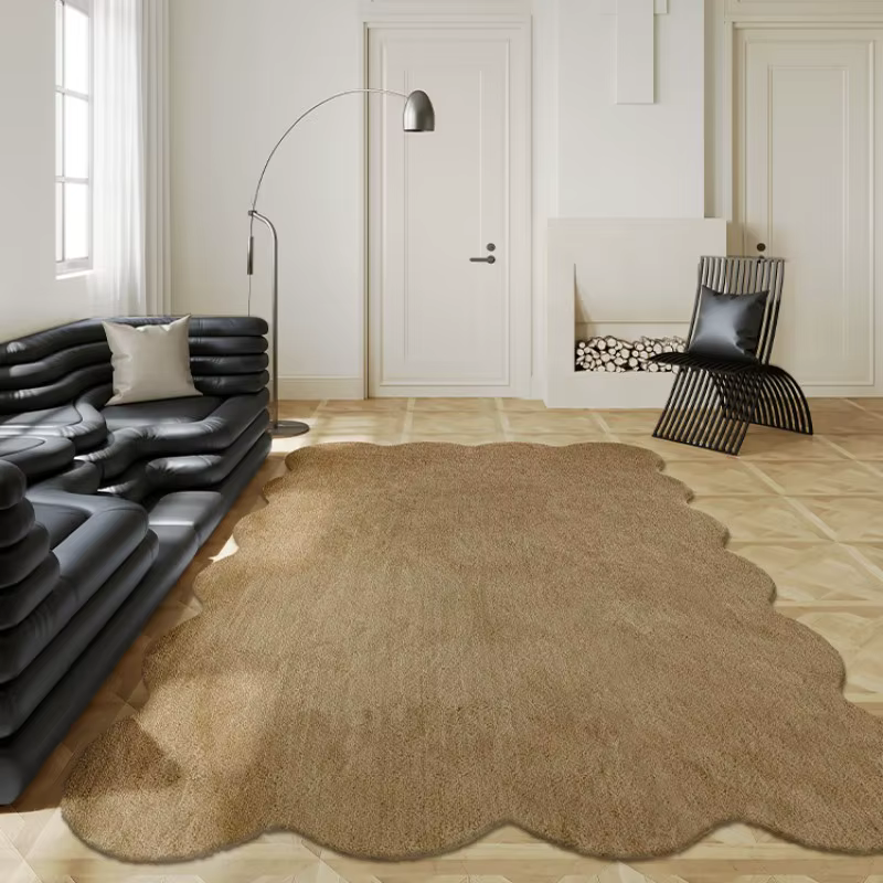 Tapis en Peluche Irrégulier pour Décoration de Salon